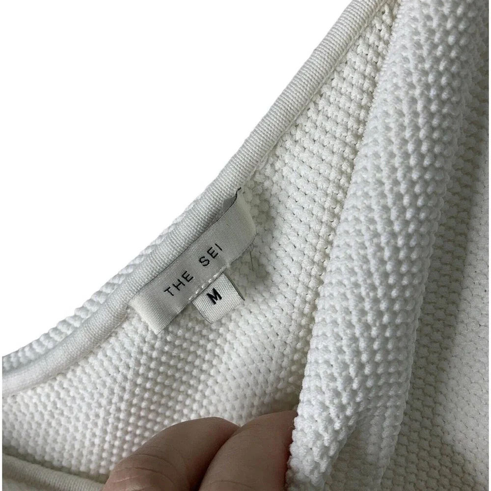 The Sei One Shoulder Cape Midi Pique Knit Sweater Dress Womens Size Medium $399 - Picture 9 of 15